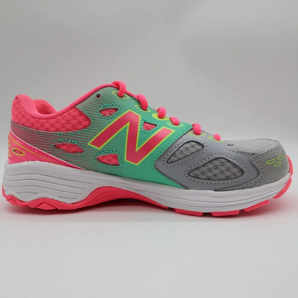 New Balance 680v3 Running Shoes Kids 4 Grey Green Pink KR680GKY Sneaker
